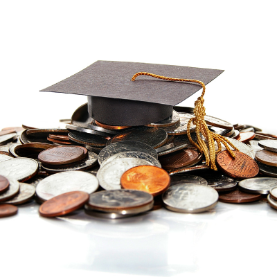 Graphic Coins and Graduation Cap